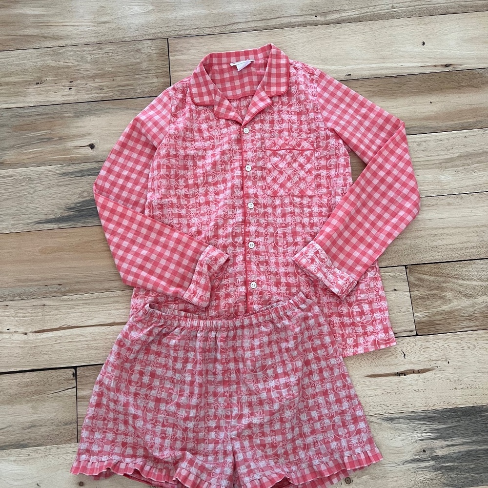 American Girl Pink Plaid & Floral Girls Pajama Set
